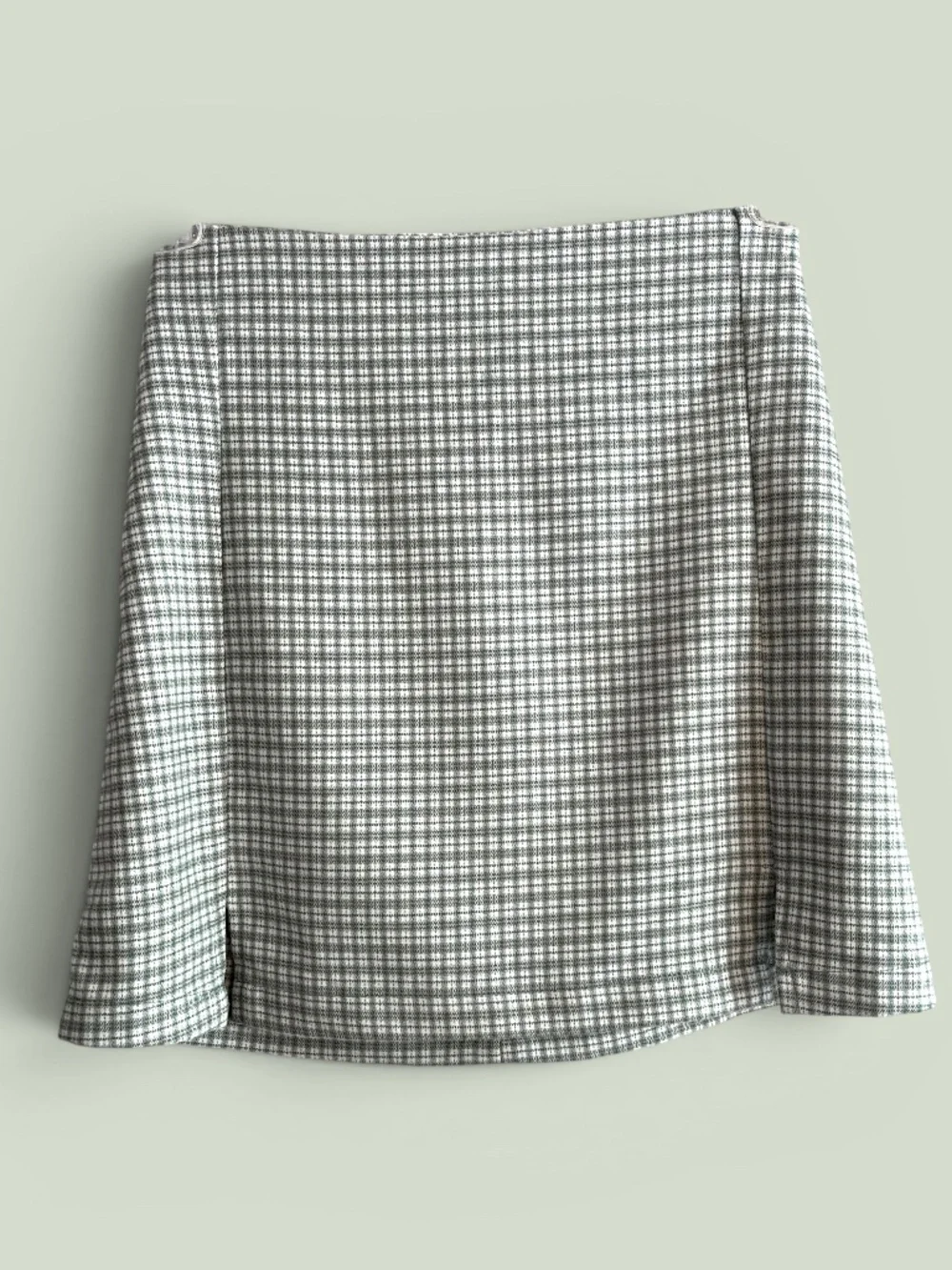 John Galt Brandy Melville Green Checked A-Line Mini Skirt Size XS (est)